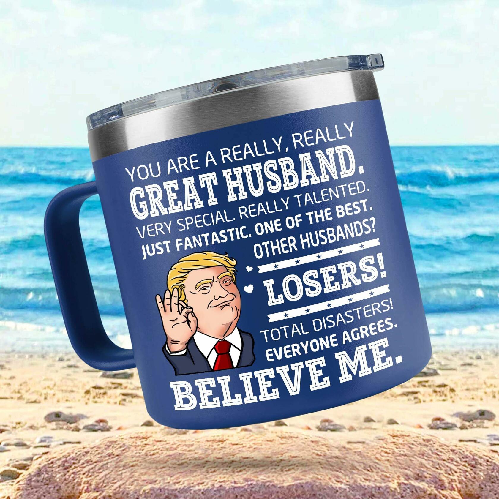BECHUSKY Christmas Mug for Husband - Stainless Steel 14oz Best Hubby Ever