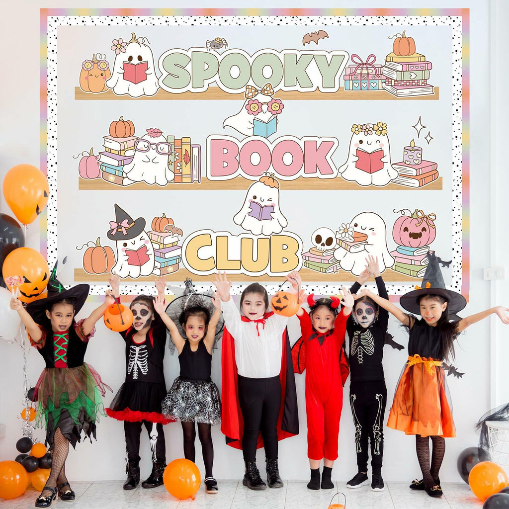 Pasimy Spooky Book Club Bulletin Board Set Ghost Halloween Classroom Decor