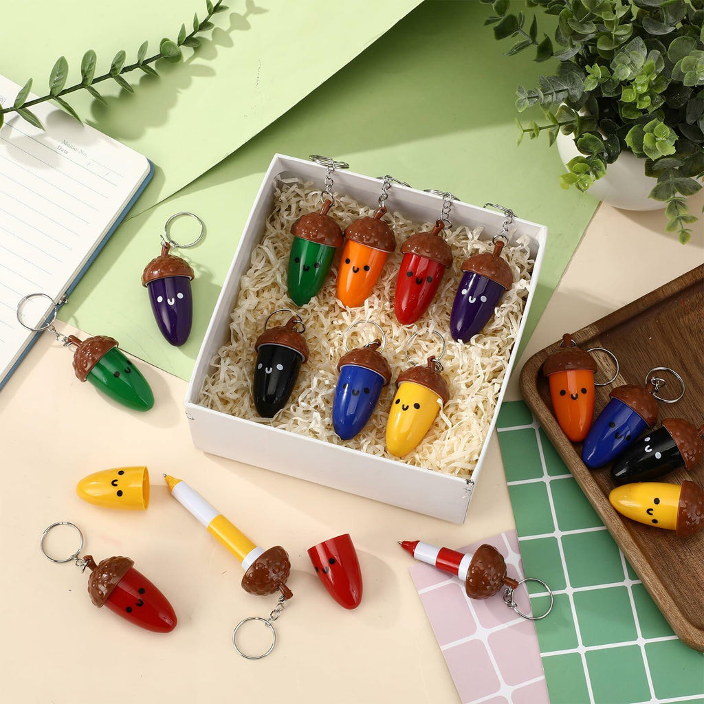 Sayglossy 21 Pcs Mini Acorn Cartoon Retractable Ballpoint Pens Bulk Cute Fall