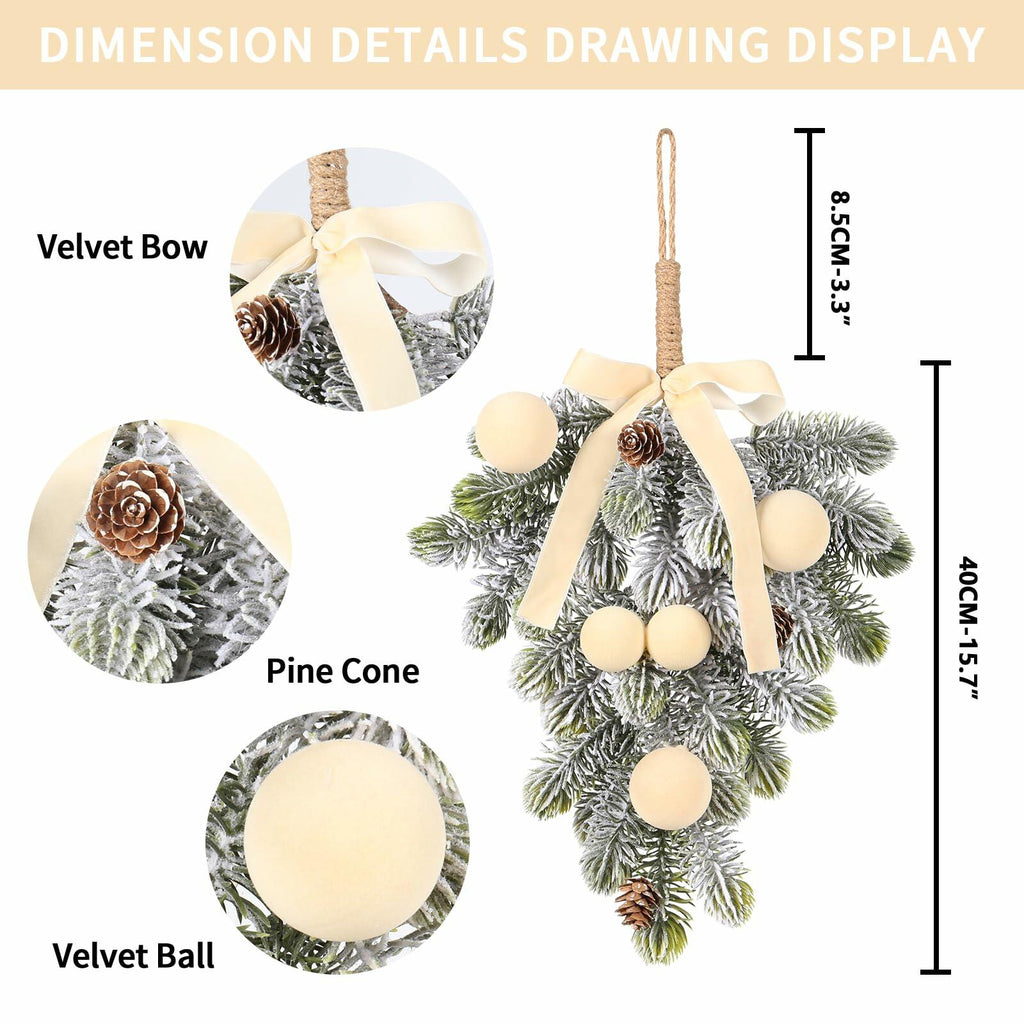 Super Holiday 2PCS Beige Velvet Bow Ball Christmas Decorations Flocked
