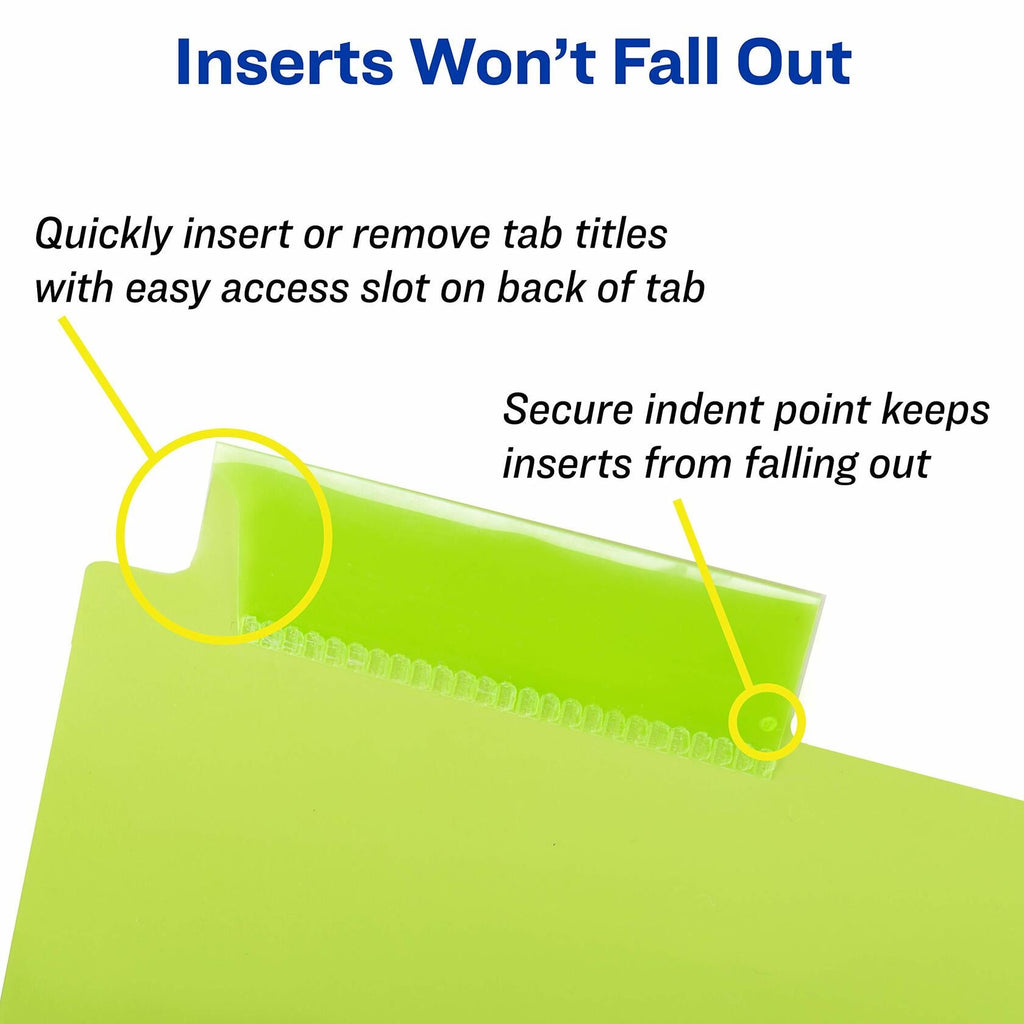 Worksaver Big Tab Dividers Set of 3 Plastic Insertable 5-Tab