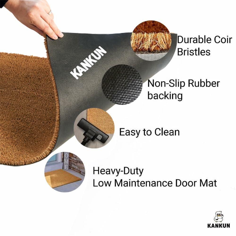 KANKUN Coco Coir Door Mat Heavy Duty Backing Welcome 17x30 Halloween3