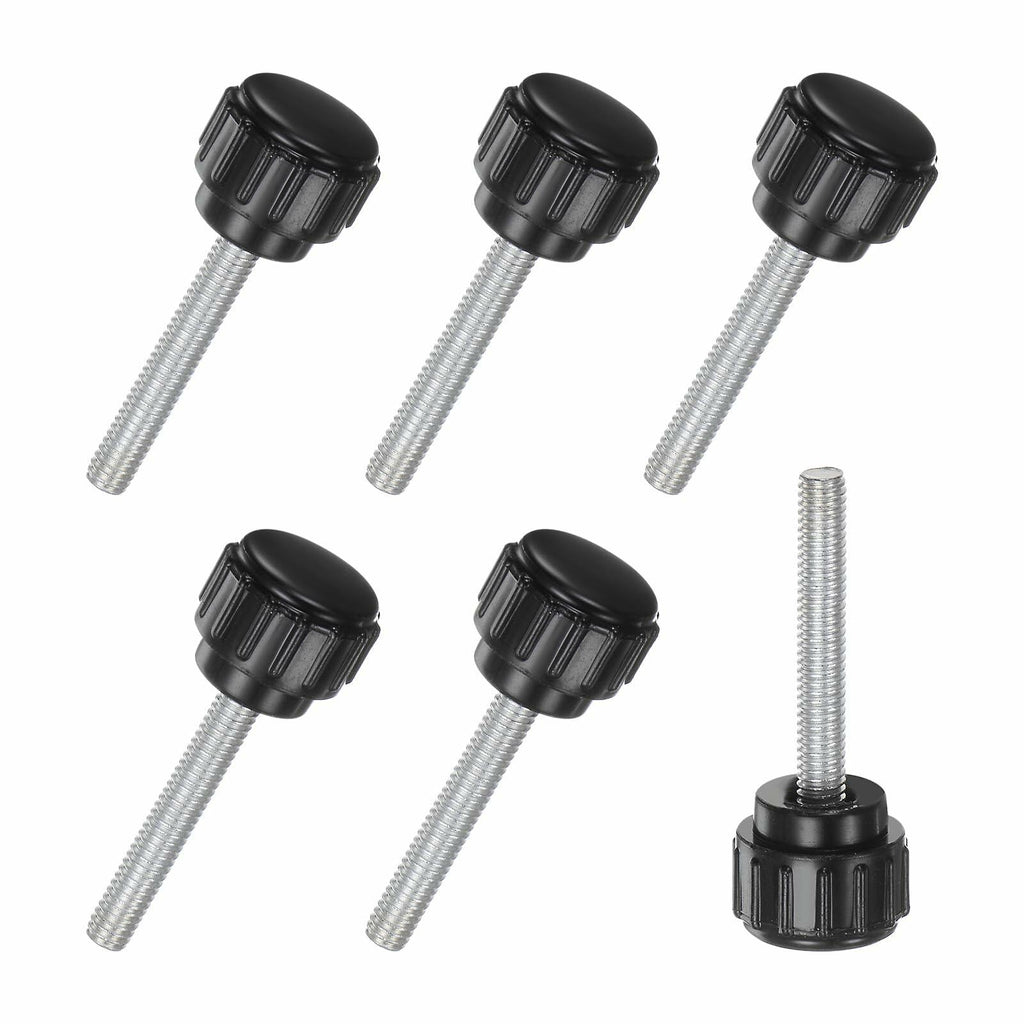 M METERXITY 6-Pack M4x25mm Knurled Clamping Knobs Carbon Steel Black