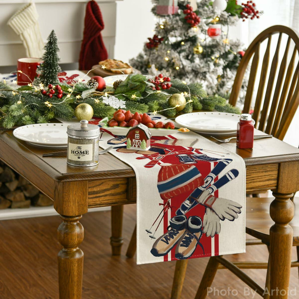 Artoid Mode Red Snowboarding Christmas Table Runner 13x48 Inch