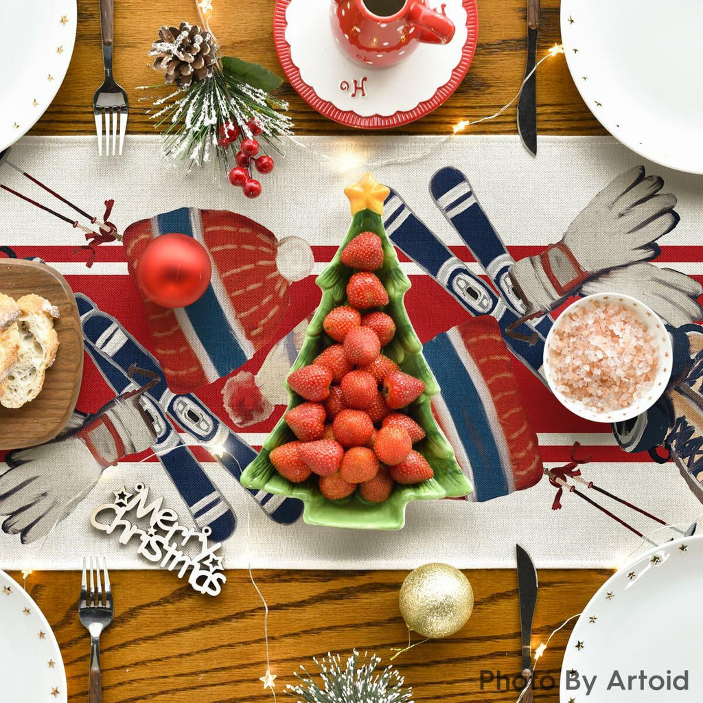 Artoid Mode Red Snowboarding Christmas Table Runner 13x48 Inch