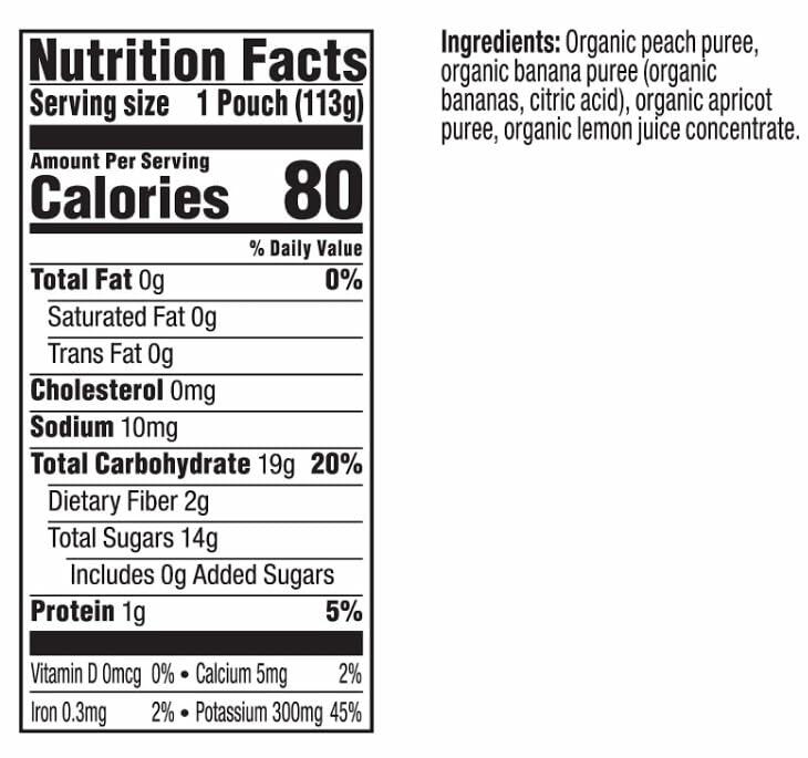 Plum Organics Stage 2 Baby Food Peach Banana Apricot 4oz Pouch Pack of 6