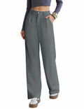 Kistore Womens Wide Leg Pleated Palazzo Work Trousers Blue Gray Size S