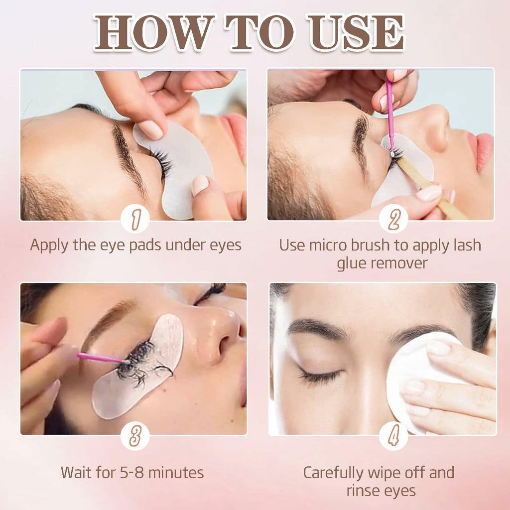 Anforlin Lash Remover Kit 10g Peach Scent with Eye Pads Brushes Tweezers