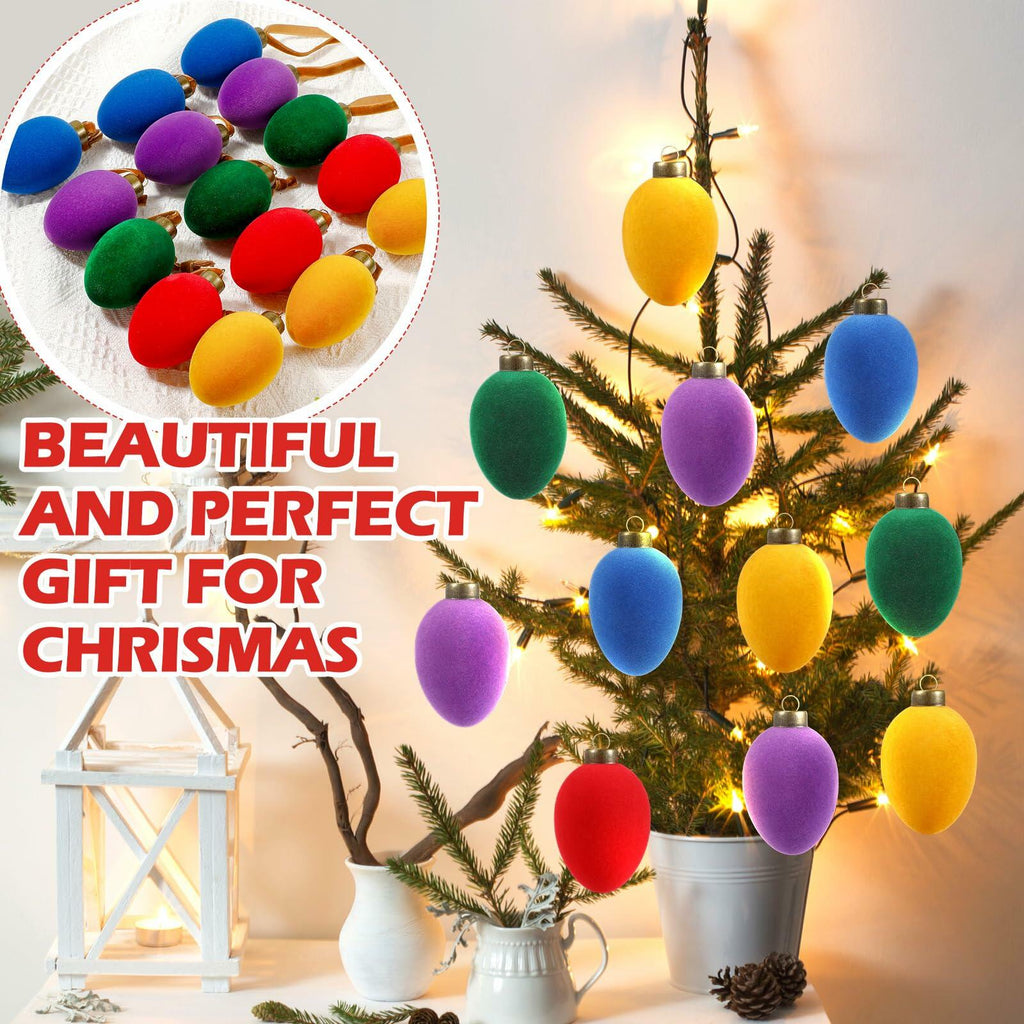 Hollowfly Christmas Velvet Balls Ornaments 2.36'' Rainbow 15 Pcs Shatterproof