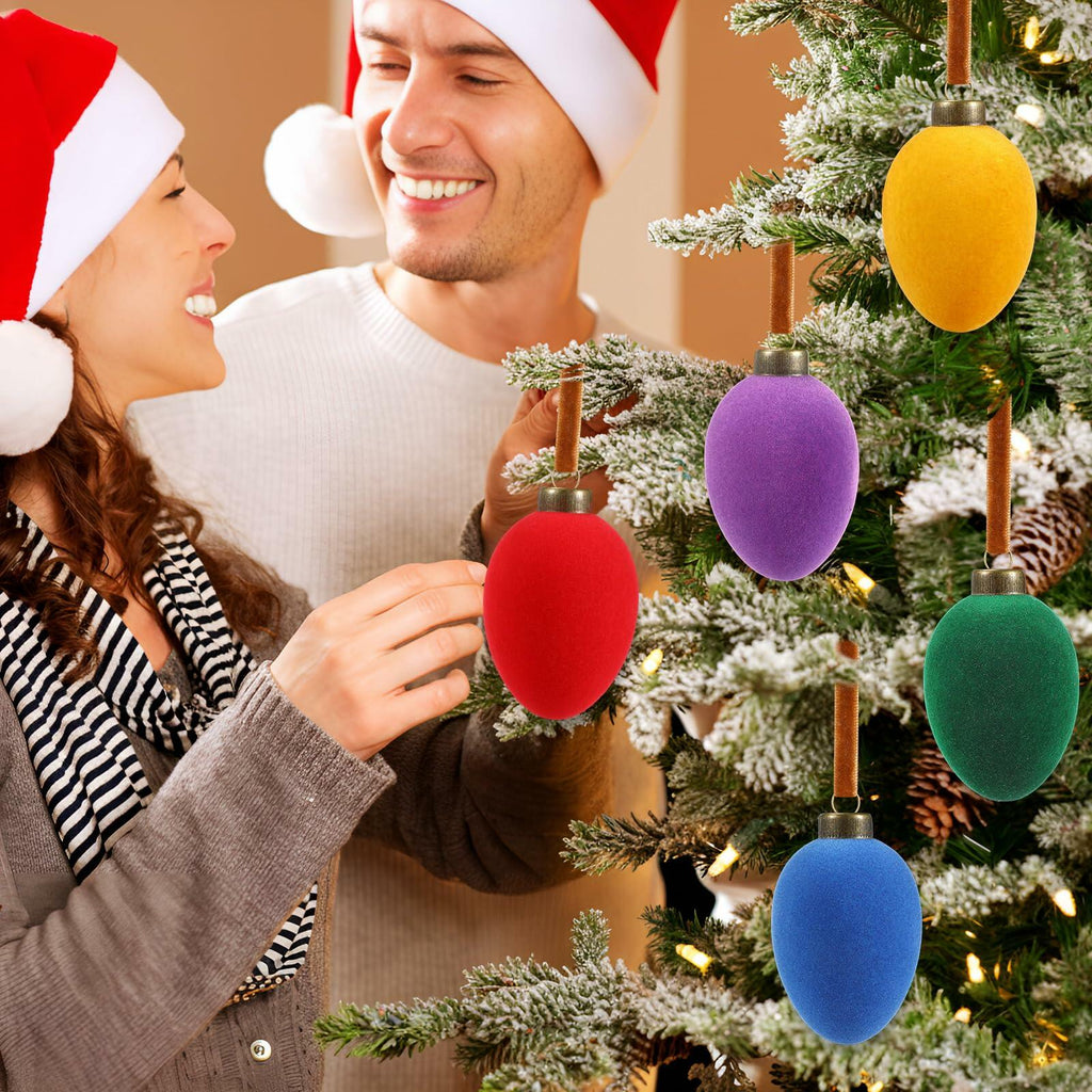 Hollowfly Christmas Velvet Balls Ornaments 2.36'' Rainbow 15 Pcs Shatterproof