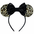 Foeran Sequin Mouse Ears Headband with Bow for Kids Adults Women Black