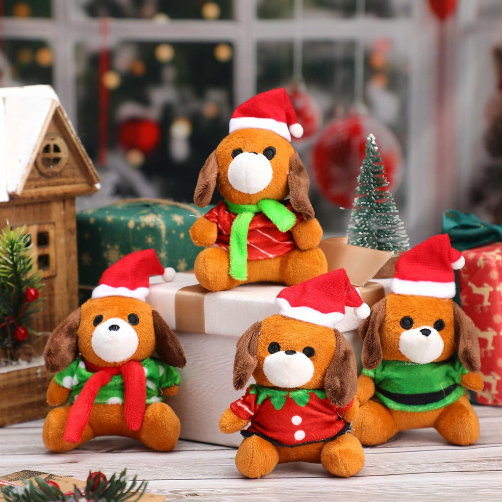 VioraWhite 16 Pack Mini Stuffed Dogs Plush Toys Colorful 4 Inches