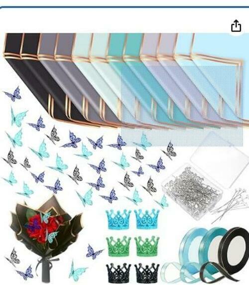 Qilery 334 Pc Flower Wrapping Paper Set Waterproof Floral Butterfly Fresh Color
