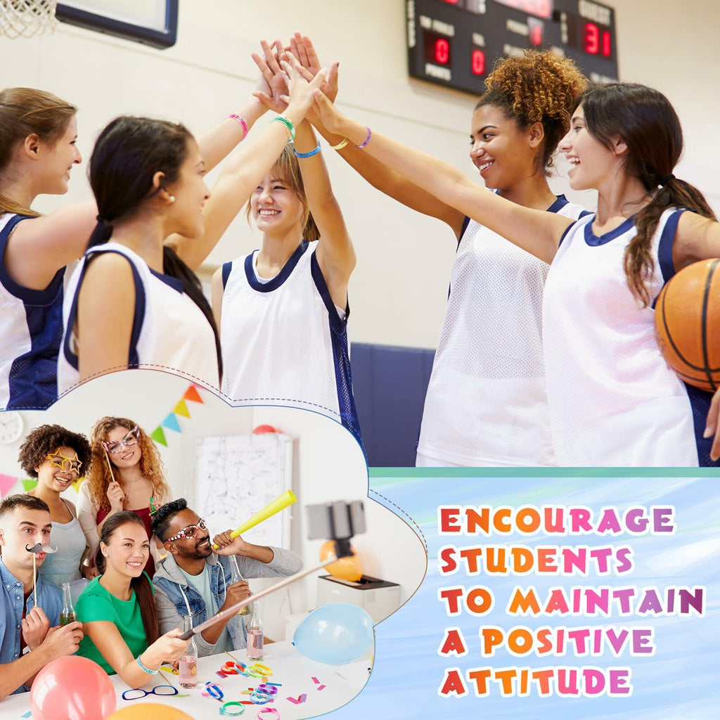 Sieral 120 Pcs Valentine Motivational Silicone Wristbands Joyous Color