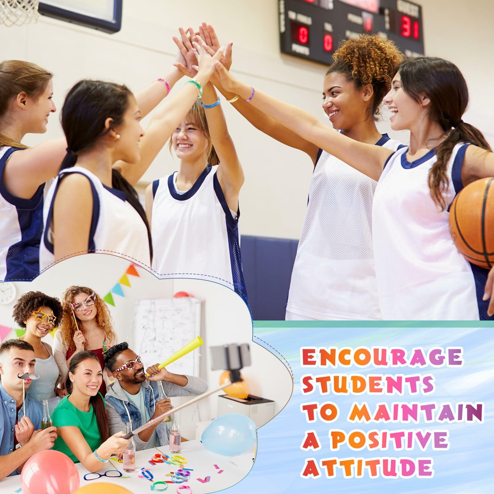 Sieral 120 Pcs Valentine Motivational Silicone Wristbands Joyous Color