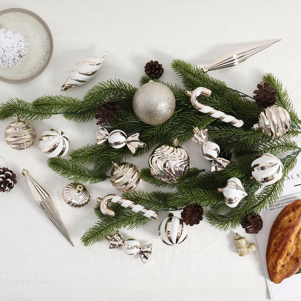 5th LILY Christmas Ball Ornaments Set Shatterproof 24 PCS Champagne Plastic