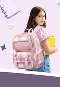 KEBEIXUAN Backpack Set 3PCS School Lunch Box Pencil Case Pink 11.81x7.87x17.32