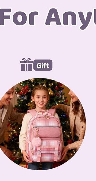 KEBEIXUAN Backpack Set 3PCS School Lunch Box Pencil Case Pink 11.81x7.87x17.32