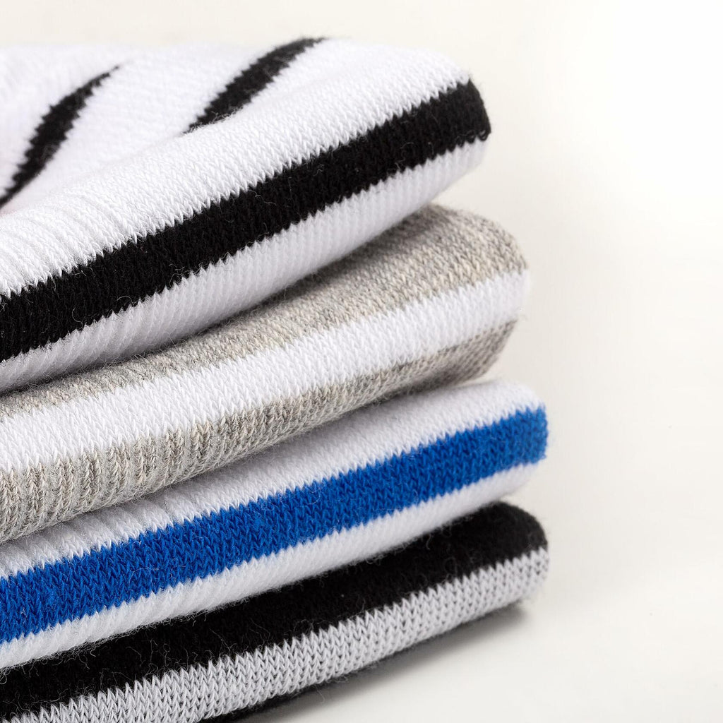 ANT21T Athletic Ankle Socks Low Cut Gray White Black Blue 4 Pairs