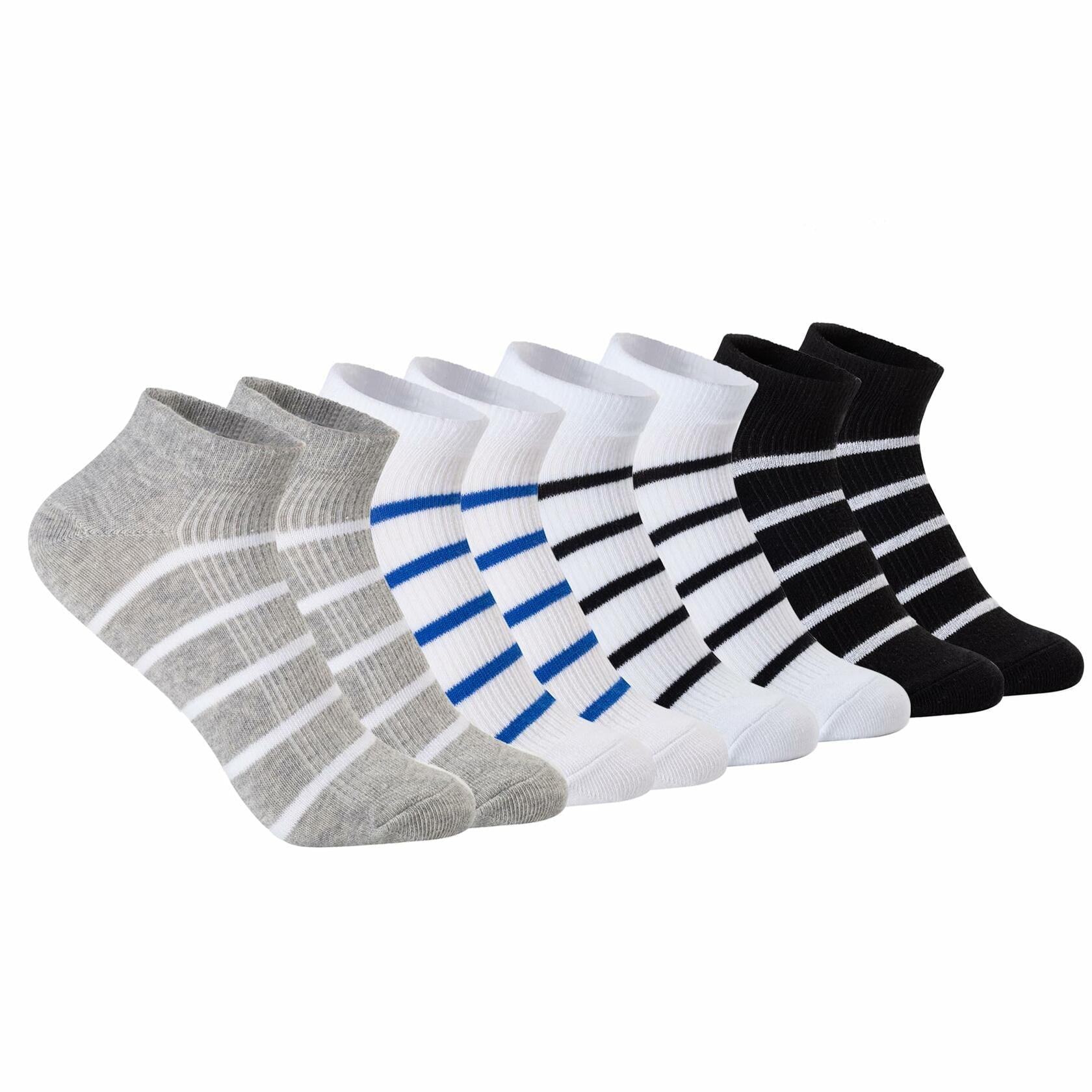 ANT21T Athletic Ankle Socks Low Cut Gray White Black Blue 4 Pairs