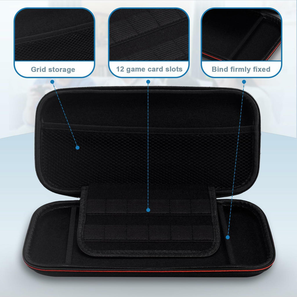 VGBUS Hard Carrying Case for Nintendo Switch 2 2025 Black Nylon Pockets