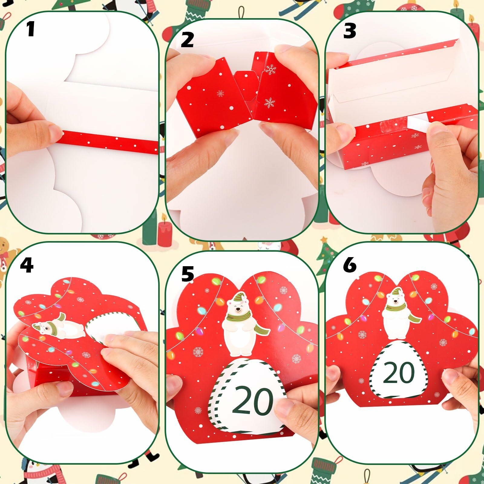 Hxezoc 24 Pcs DIY Christmas Advent Calendar Boxes Dog Paw Xmas Decoration