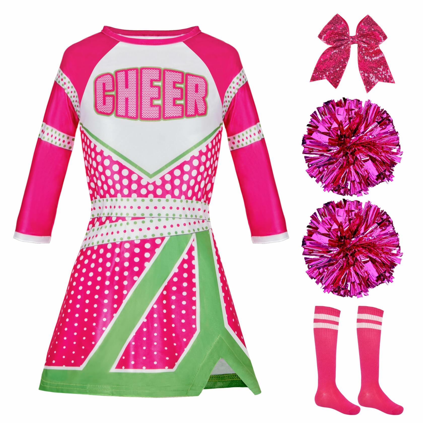 Spooktacular Creations Girls Cheerleader Costume Long Sleeve Size L
