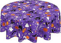 LOSIVISHE Halloween Waterproof Tablecloth Spooky Pumpkin Purple 60x120in