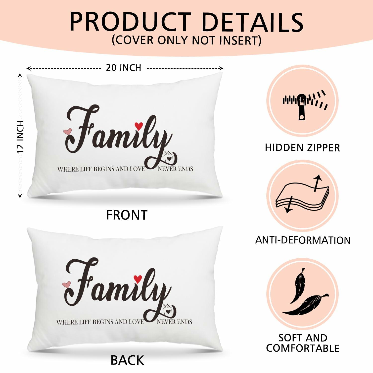 Fihjm Family Throw Pillow Cover 12x20 Beige Farmhouse Home Decor 24 Pack