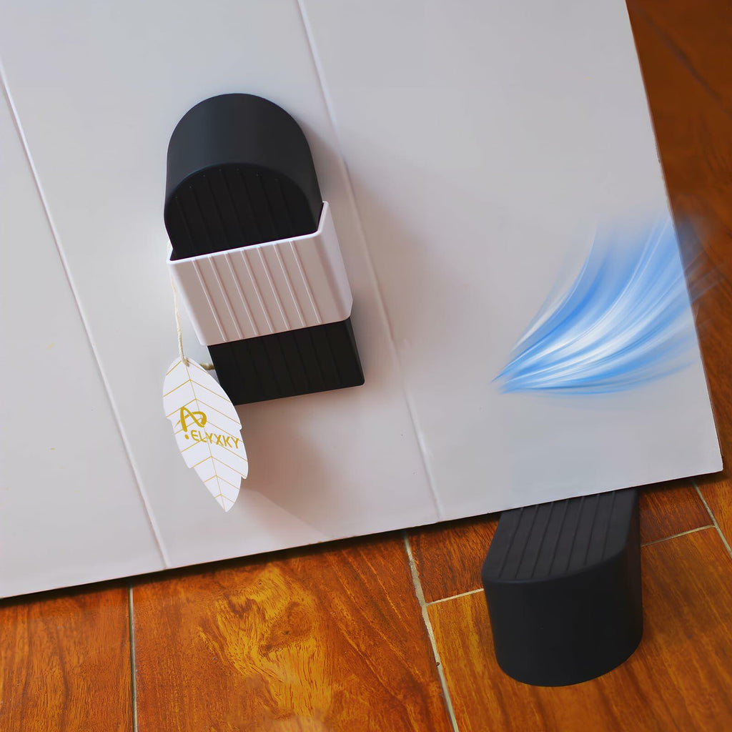 ELYXKY Rubber Door Stopper King-Size 2PCS Heavy-Duty Non-Slip Black