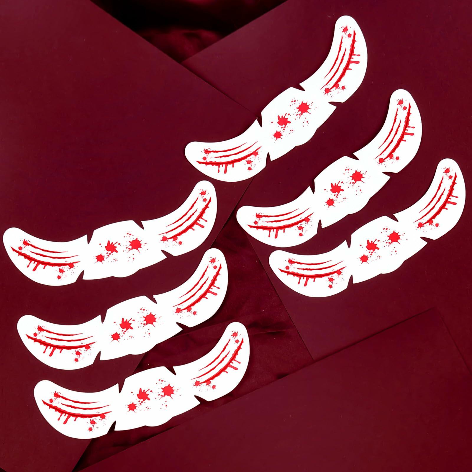 Halloween Scary Glitter Freckles 6 Pcs Scars Stitches Face Tattoo Sparkle