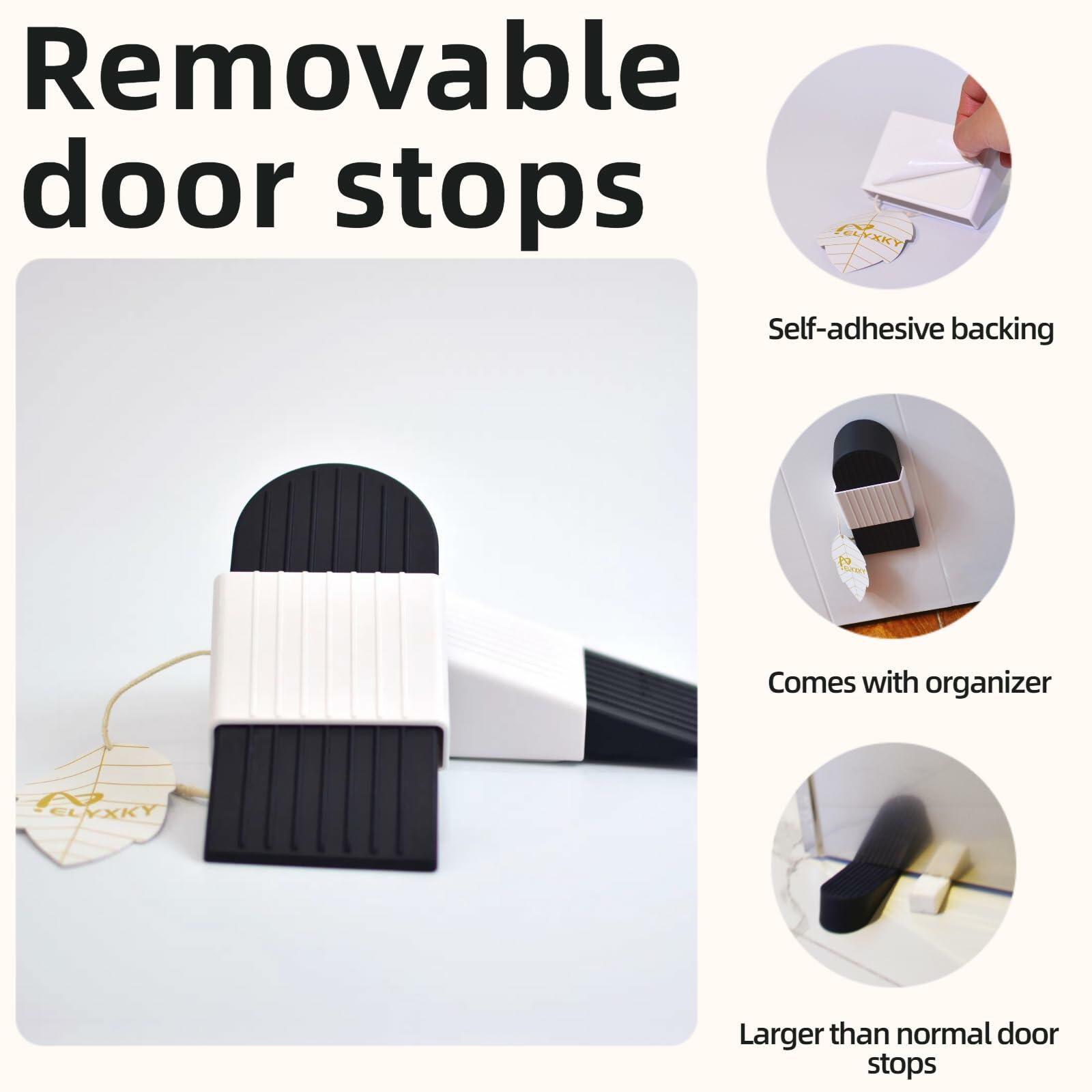 ELYXKY Rubber Door Stopper King-Size 2PCS Heavy-Duty Non-Slip Black