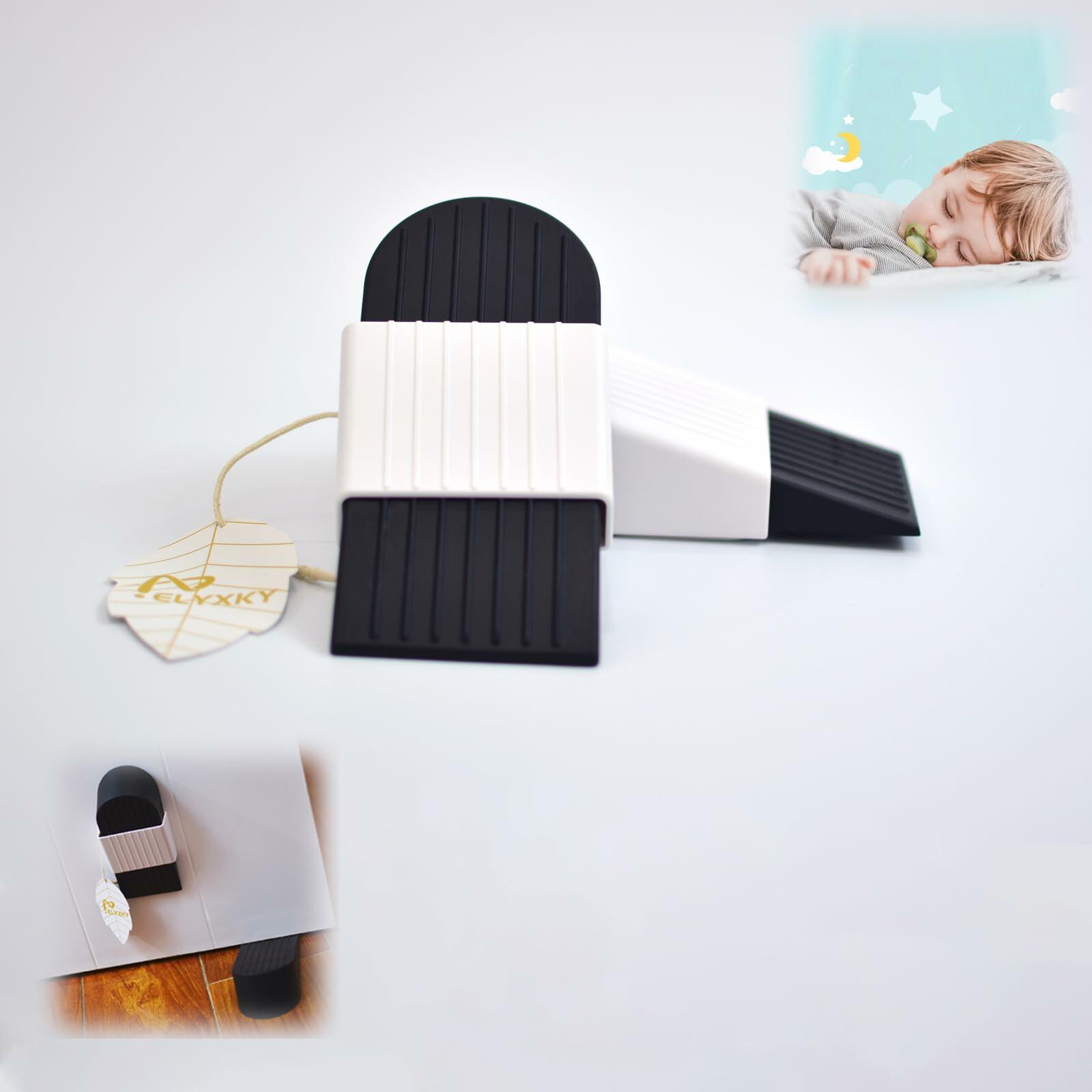 ELYXKY Rubber Door Stopper King-Size 2PCS Heavy-Duty Non-Slip Black