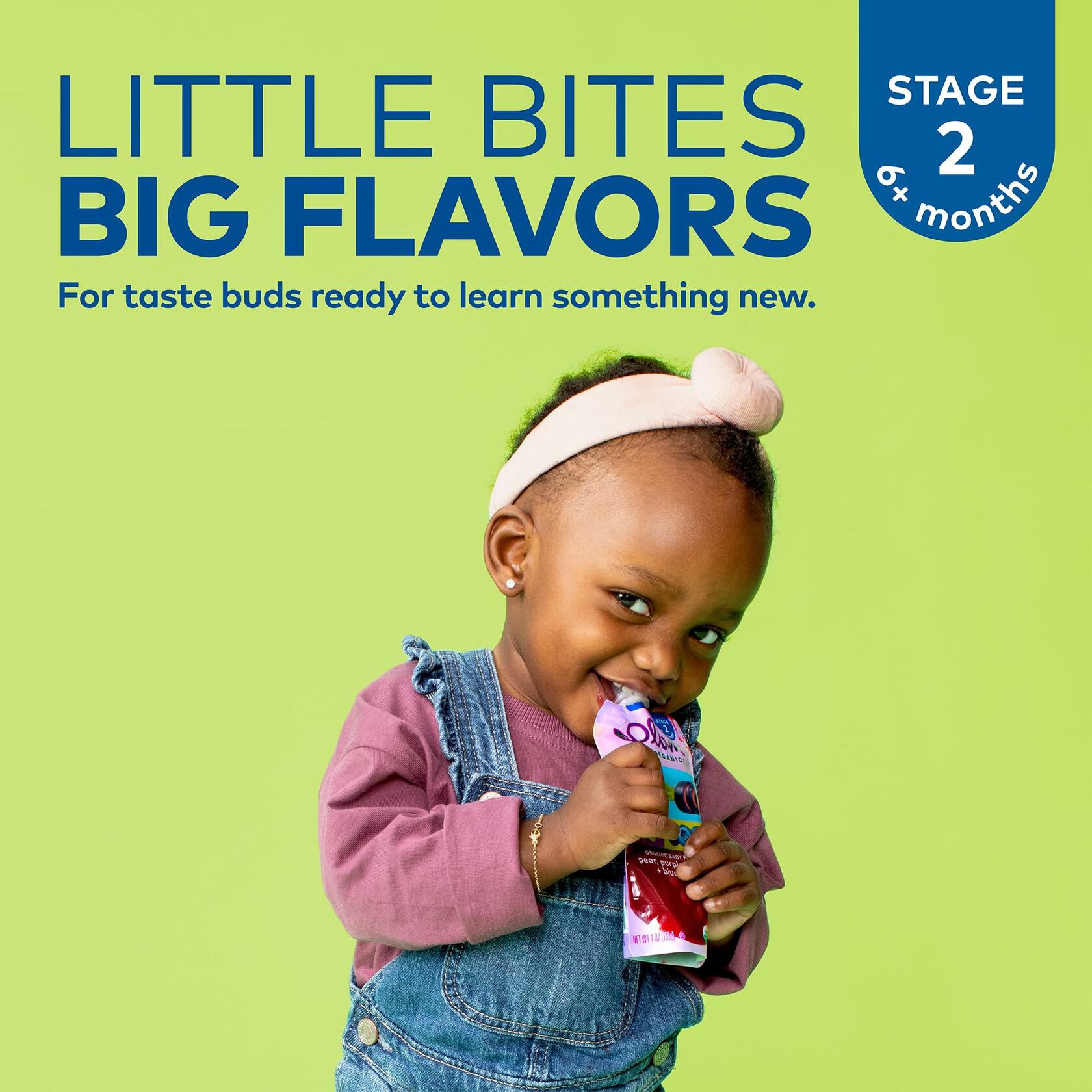 Plum Organics Stage 2 Baby Food Pear Pea Spinach 4oz Pouch Organic