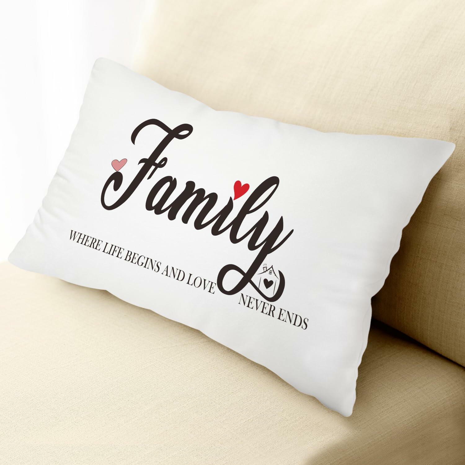 Fihjm Family Throw Pillow Cover 12x20 Beige Farmhouse Home Decor 24 Pack