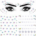 OIIKI 2 Sheets Face Eye Gems Stickers Rhinestone Body Nail Stickers White