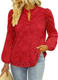 BETTE BOUTIK Oversized Lace Tunic Blouse Crewneck Red Size XL