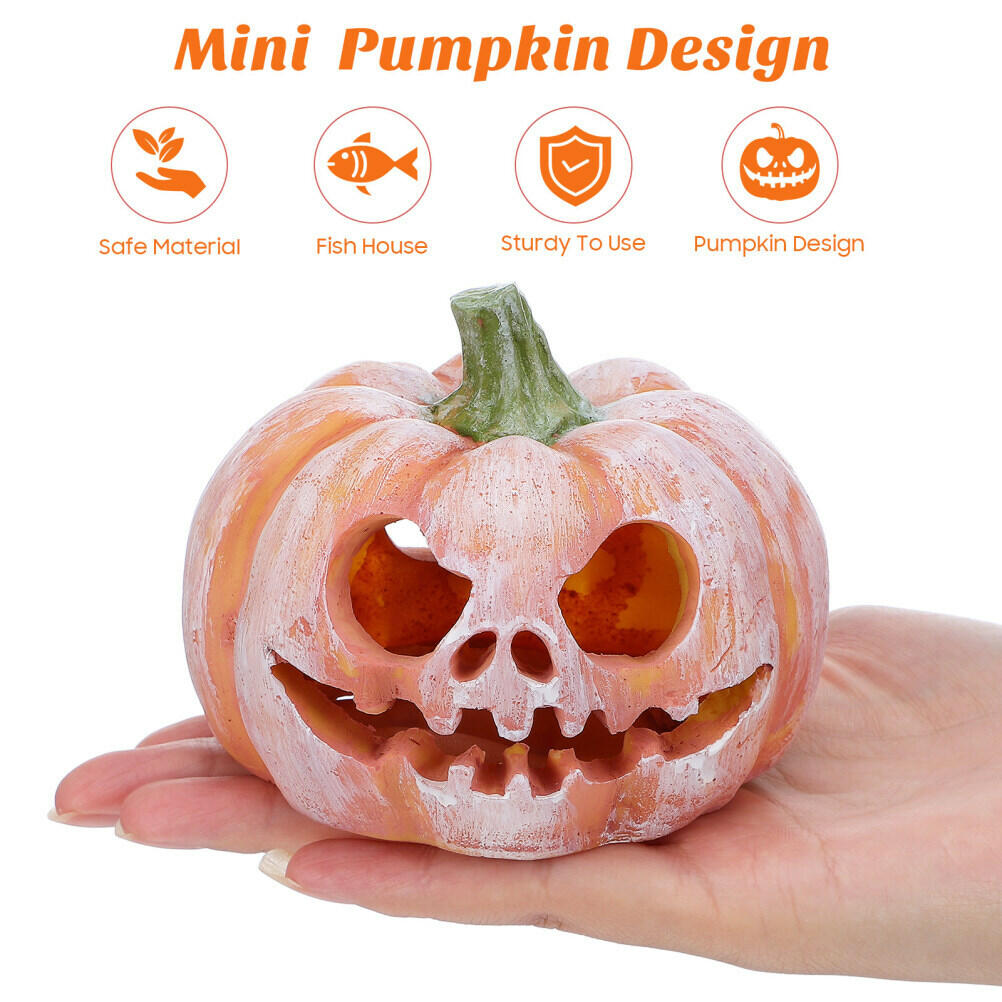 Pumpkin Shaped Fish Hideout House Tank Decor Aquarium Fish Tank Decoration