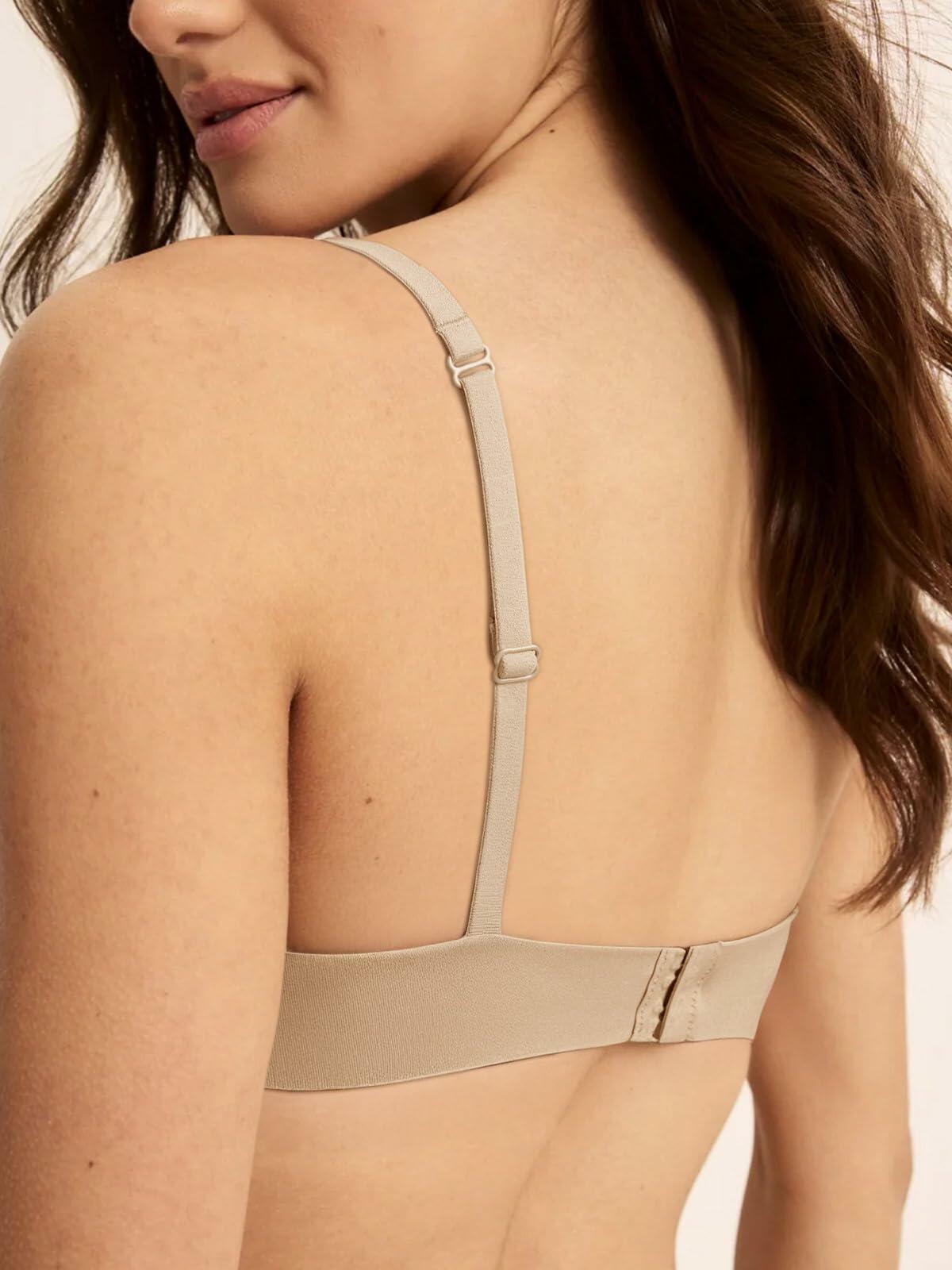 REORIA Women's Wireless Bra Teardrop Seamless Light Lift Comfort Plunge Light