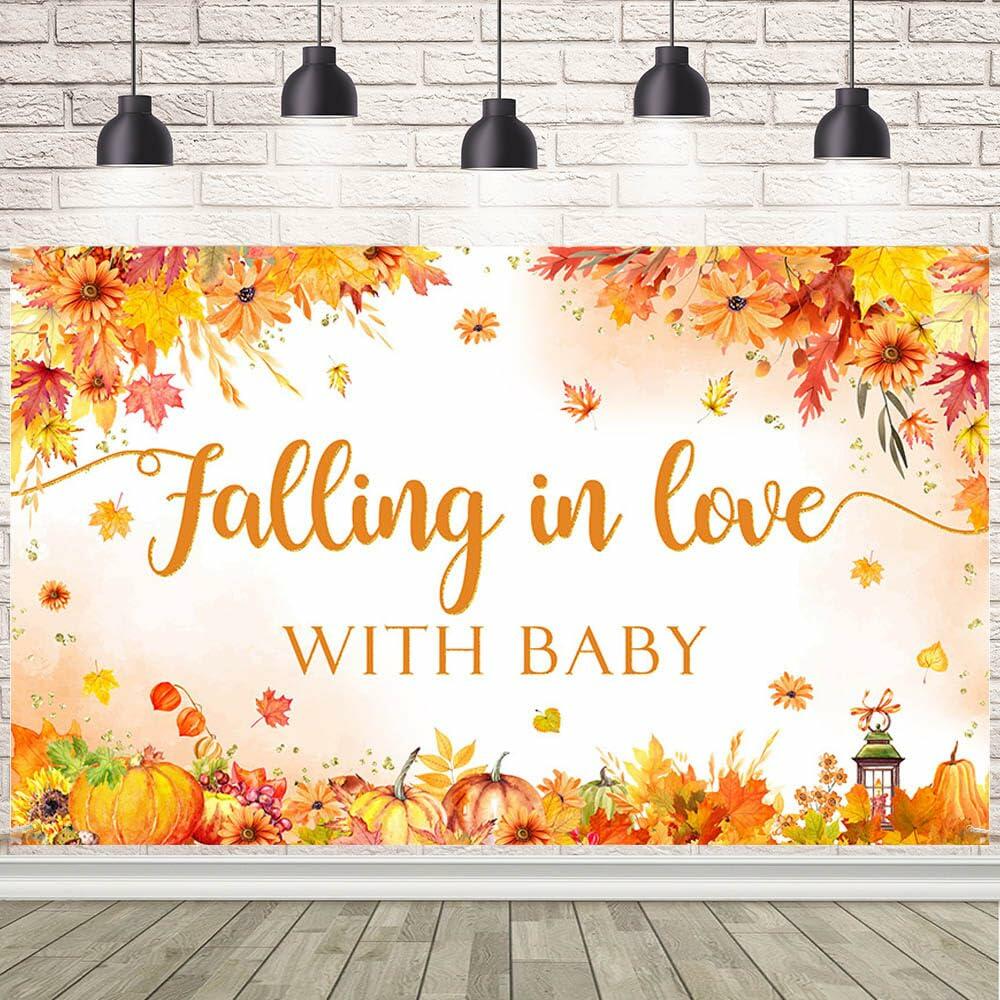 AIBIIN Baby Shower Pumpkin Backdrop Yellow 70.8x43.3 inch Fall Decor