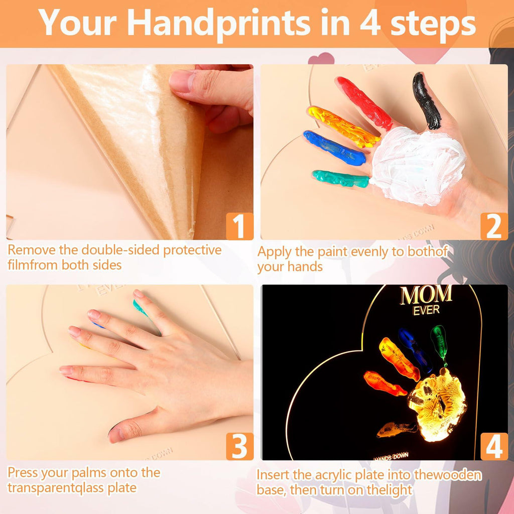 Chunful Best Mom Ever DIY Handprint Kit with 6 Paints Multicolor Night Light
