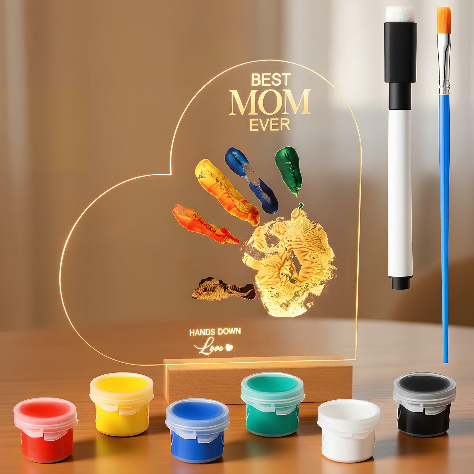 Chunful Best Mom Ever DIY Handprint Kit with 6 Paints Multicolor Night Light