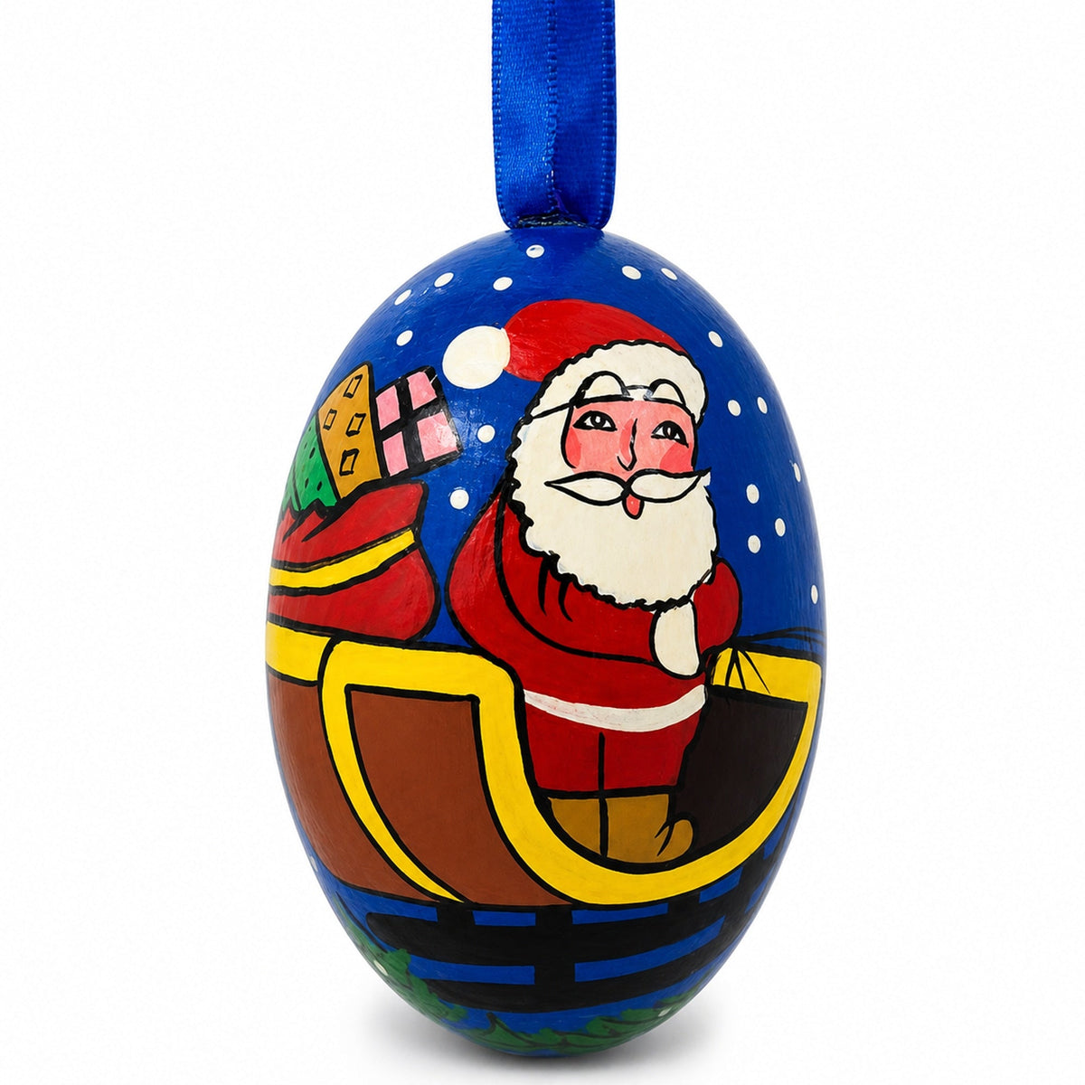 Santa Riding Wooden Christmas Ornament