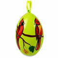 Two Cardinal Birds on Branch Wooden Christmas Ornament 3 Inches