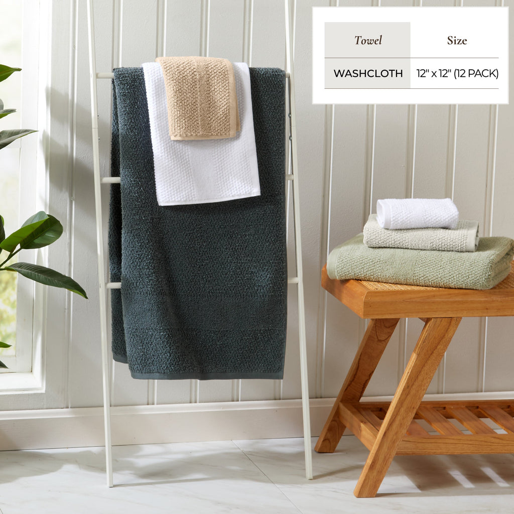 100% Cotton Woven Texture Bath Towel Set - Marbella Collection