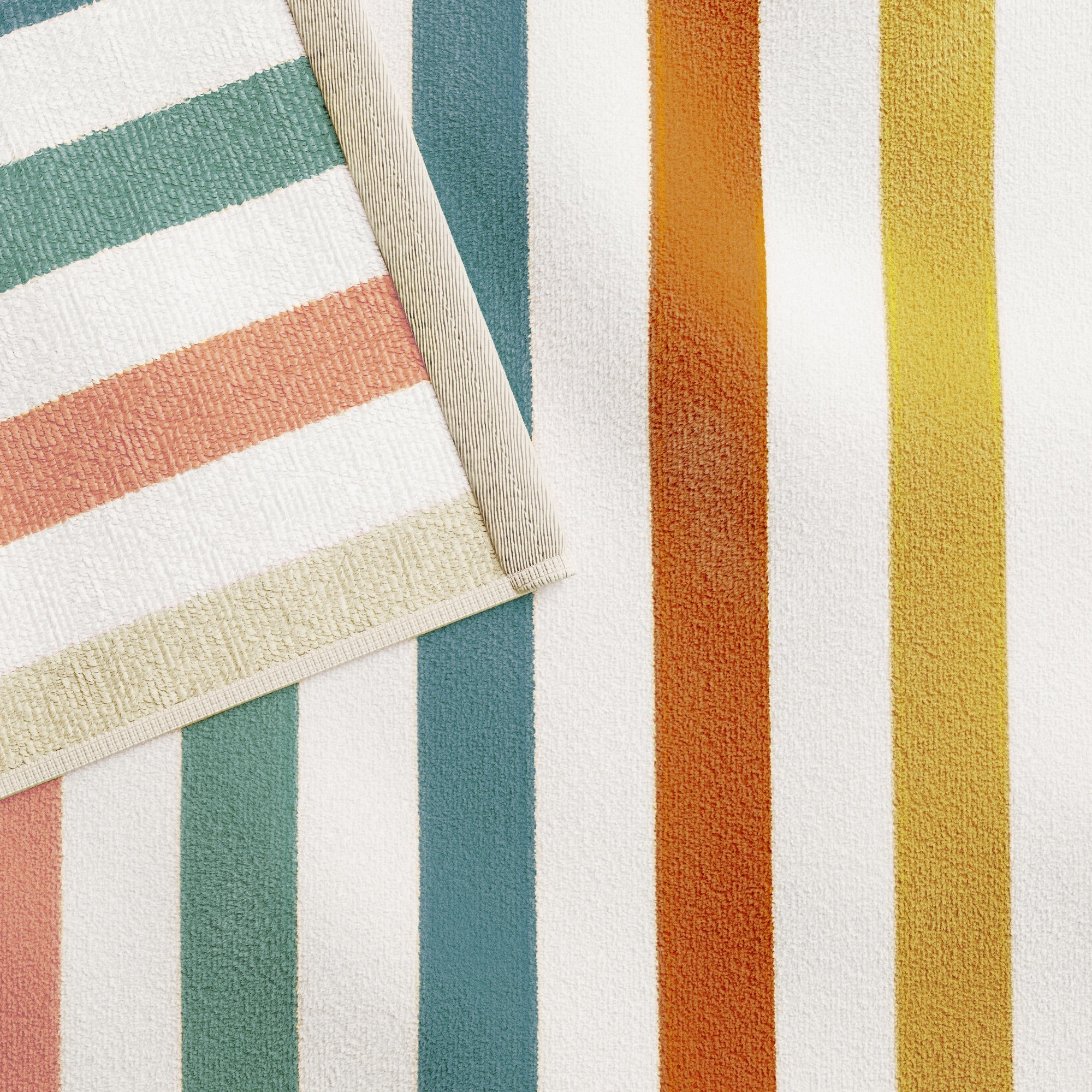 Oversized Striped Border Cabana Beach Towels - Santa Cruz