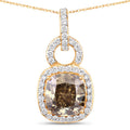 IGI Certified 2.50 Carat Genuine Brown Diamond Center and 0.31cttw White Diamond 18K Yellow Gold Pendant (2.81cttw)