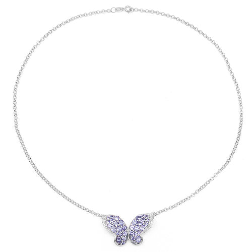 3.31 Carat Genuine Tanzanite & White Topaz .925 Sterling Silver Pendant