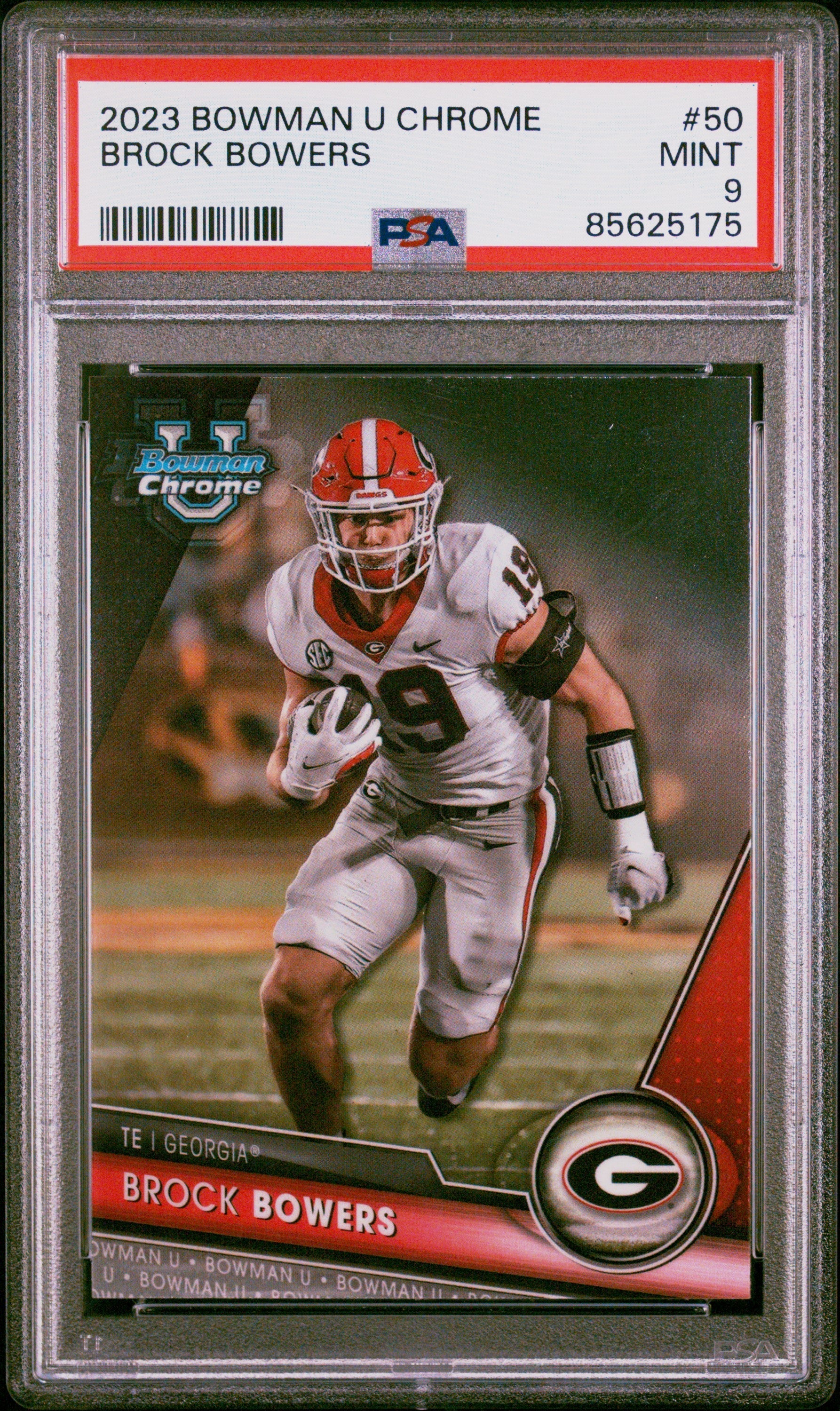 Graded 2023 Topps Bowman U Chrome Brock Bowers #50 Rookie RC Football Card PSA 9 Mint