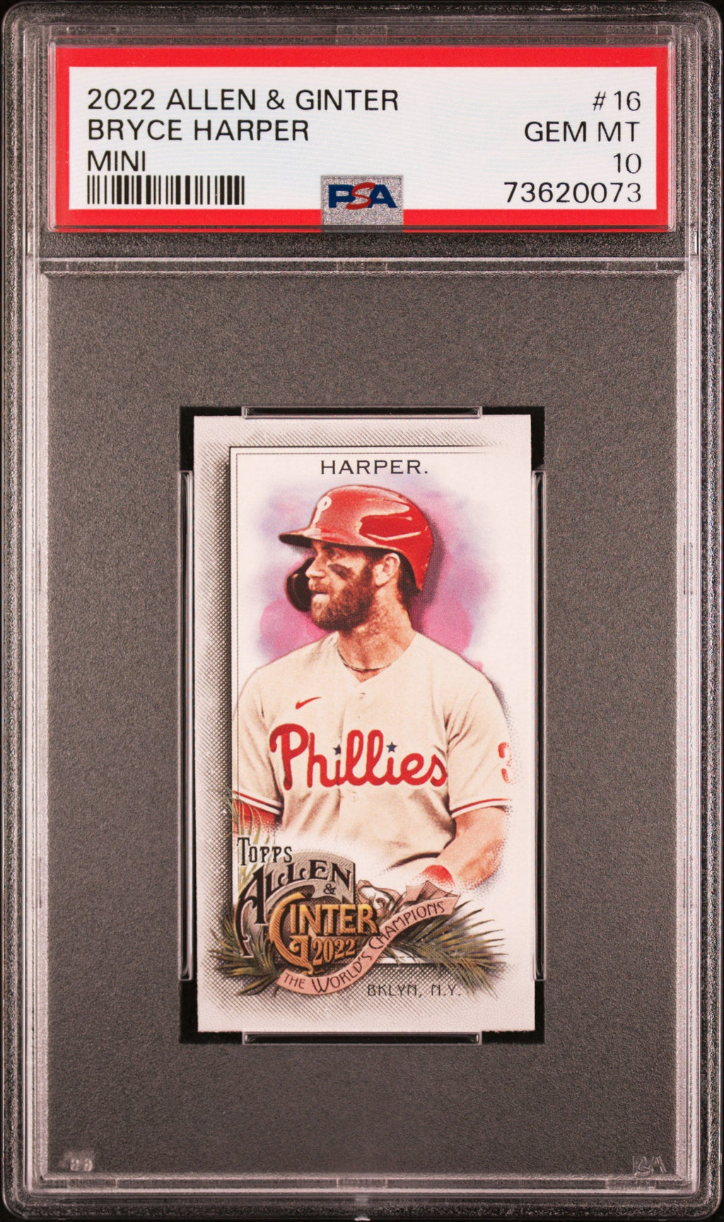 Graded 2022 Topps Allen & Ginter Bryce Harper #16 Mini Baseball Card PSA 10 Gem Mint